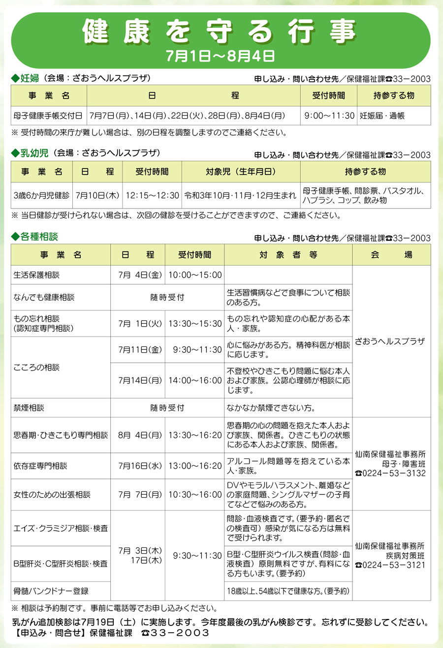 健康を守る行事